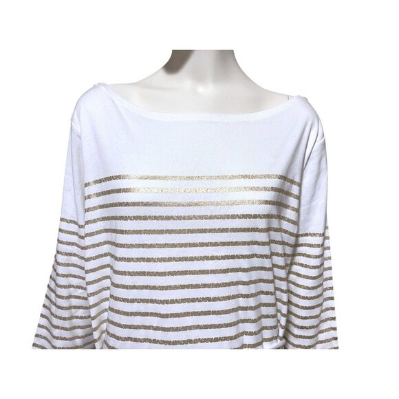 NWT Lauren Ralph Lauren Striped Midi Dress 2X Boat Neck Gold Nautical Resort - Picture 6 of 16